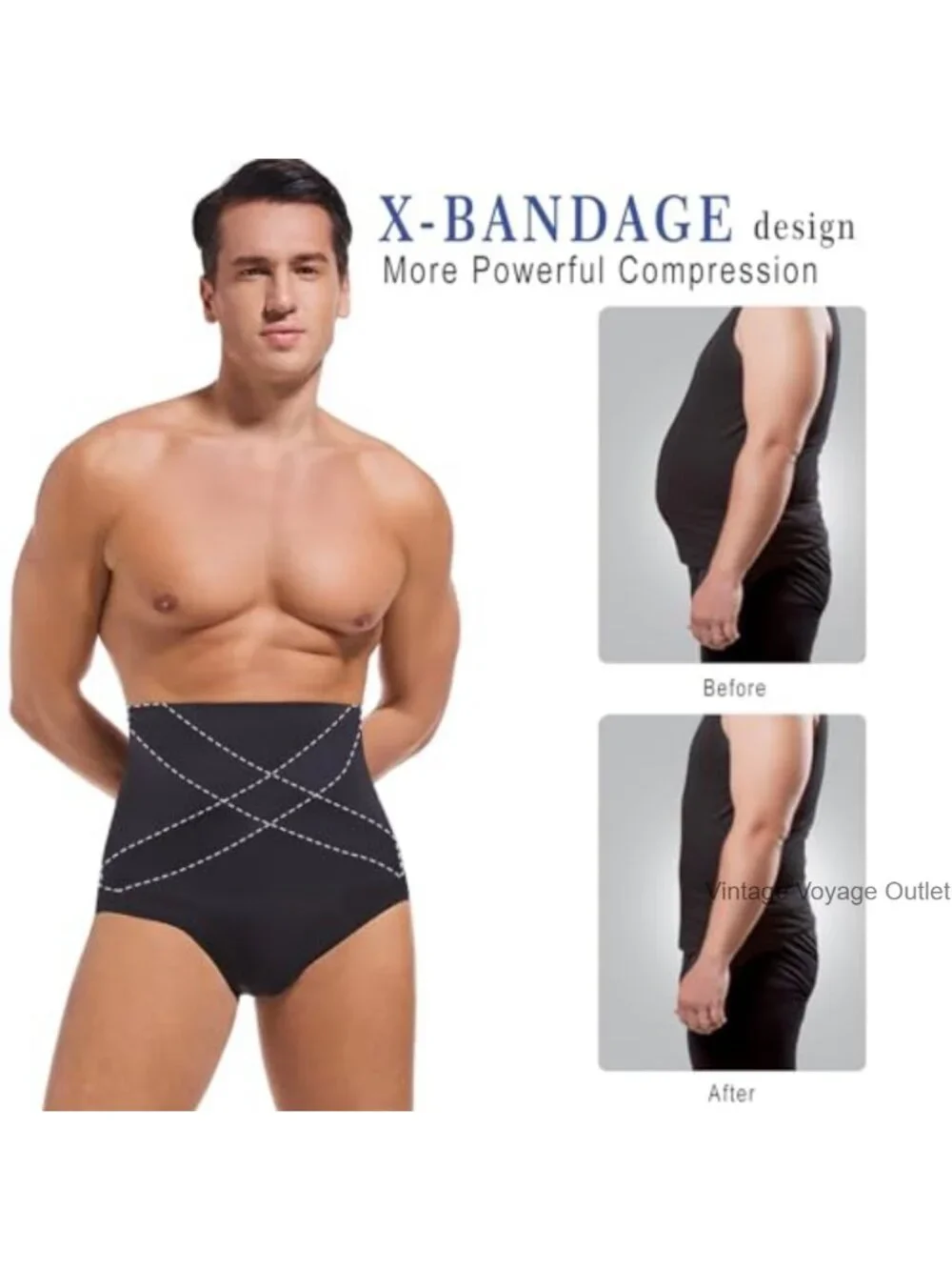 Men's High Waist Compression Shorts Tummy Control Shapewear Briefs